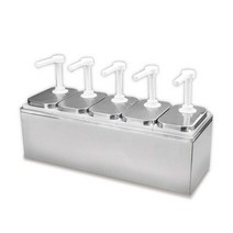 소스 디스펜서 거치대 뷔페 업소용 바리스타용품 병, 2L 4칸 소스 펌프(베이스 포함)
