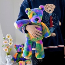 돼지 인형 귀여운 토끼 헝겊 인형 봉제 테디 베어 오색 침대 잠자는 인형 소녀 생일 선물, 초대형다채로운곰전체길이80cm착석높이50cm