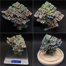 비스무트 무지개금속 비스무스 천연원석 비스무트결정 큐브, 하늘색 X0311-411.5g