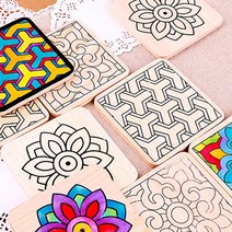 민화샵 민화 나무 컵받침 만들기 3개 1세트(15개 도안), 나비 컵받침 세트