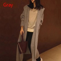 핸드 가디건 롱 오버핏 크로쉐 니트 카디건 스웨터 후드 긴 소매 솔리드 루즈핏 탑 여자용 오버사이즈 가을 패션