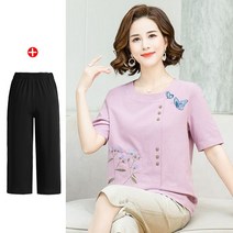 용 순면 티셔츠 반팔 상의 40대 50대 중장년 복 니트원피스 40대여성 하객원피스 블라우스 여름가디건 여름블라우스