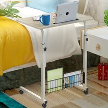 높이조절 스탠딩 서서 일하는 공부하는 노트북 사이드 이동식 높낮이조절 책상 테이블 데스크, 다크월넛