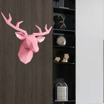 벽장식 사슴머리 벽장식소품 사슴 머리 조각상 3 예술 액세서리 홈 장식 뿔 조각 벽, Pink