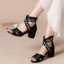 신홍 봄 여름 샌들 여자 통굽 레이스 샌들3-5CM