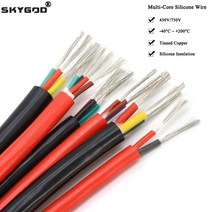 동파방지열선 1M Sq 0.3 0.5 0.75 1 1.5 2 2.5 4 6mm 소프트 실리콘 고무 케이블 3 6 코어 절연 유연한 구리 고열선, [01] Black, [04] 6 Cores, [01] Square 0.3mm