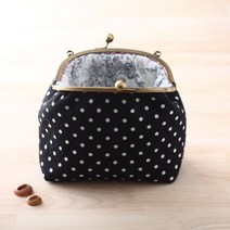 [DIY키트 패키지] 프레임파우치가방만들기 블랙도트3 체인별도구매 겉감디자인선택가능 손가방만들기, 카오스