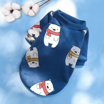 작은 개 후디 코트 불독 치와와 시추용 따뜻한 애완 동물 옷 고양이 풀오버 겨울, 2XL only for Bulldog, 07 Blue Bear