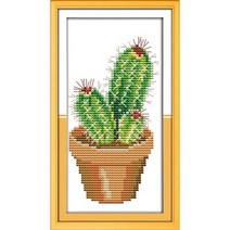 자수키트 선인장 시리즈 11CT14CT 크로스 스티치 키트 프린팅 패턴 공예 DIY 패브릭 캔버스 바느질 자수 세, 01 14CT Unprinted cloth, 01 J165