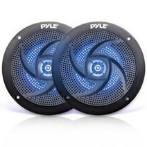로우 프로파일 방수 마린 스피커 - 100W 10.2cm(4인치) 양방향 1쌍 슬림 스타일 내후성 야외 오디오 스테레오 사운드 시스템 블루 조명 포함 Pyle (블랙)