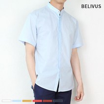 빌리버스 남자 반팔 셔츠 BMS015 남성 차이나카라 무지 여름 남방