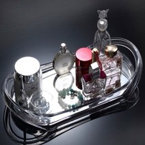 지니홀딩스 럭셔리한 미러 트레이 받침대 쟁반형 화장품 향수 정리함 보관함 수납함, 1개