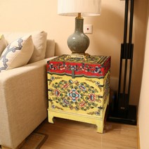 화려한 자개 수납장 침대 옆 협탁 조명 테이블, A