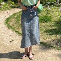 피핀 여성용 슬릿 데님 롱 스커트 53052