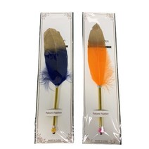 깃털볼펜 0.5mm 중성 잉크 깃 선물 볼펜 판촉 컬러, 남색050960CM