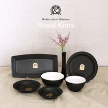 데코원 로얄킴스 도자기 그릇세트 신혼 1인 2인 4인 6인 그릇 식기 홈 세트, 옵션:로얄킴스1인홈세트(6p)(블랙), 1