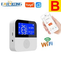 스마트온습도계 온도기록계 Tuya wifi 온도 습도 감지기 스마트 홈 온도계 알람 실내 습도계 센서 지능형 연결 스마트 라이프 앱, b