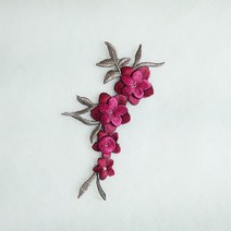 DIY한복 자수패치 큐빅 꽃 와펜 의류부자재, 3진파랑