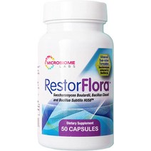 [타임딜] Microbiome Labs RestorFlora 프로바이오틱 단일 - 사카라미세스 보울라디 바실러스 서브틸리스 HU58 및 클로시 포자 전면 프로바이오틱스 장 직접 체