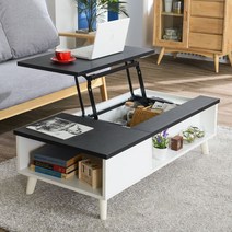 블랑누보 거실 티테이블 찻상 원룸 확장 기능성 리프트업 테이블, 블랙_1200테이블(다리형)