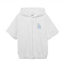 베이직 메가로고 오버핏 반팔 후드티 LA White