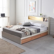 동서가구 이즈 카이 LED 수납침대 슈퍼싱글 퀸, 05_침대프레임SS+55T라텍스매트 ISG065, 워시오크