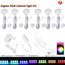 DC12V Zigbee RGB LED 캐비닛 조명 디밍 주방 카운터 가구 키트 Smartthings tuya Hub Echo Plus, [04] AU Plug, [02] 3pcs RGB Kit
