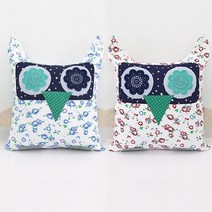 1+1 부엉이 프린트로즈 쿠션커버 (2color)소파쿠션