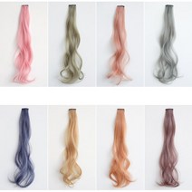 부분 탈색 붙이는 가발 헤어 피스 2개입 시크릿 투톤 긴 머리 웨이브, 오렌지 파우더