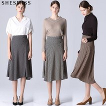 쉬즈미스 [쉬즈미스] 버튼포인트 메트릭 플레어 스커트