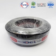 홍일산업 흑 편사 호스 고압 물 호수 고무 이끼 방지 25mm x 40M