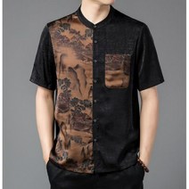 새틴 봄 블라우스 중국 전통 당나라 정장 봄여름 남성 느슨한 셔츠 모의 목 실크 뽕나무