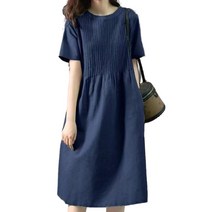 JUSTFEELING M-3XL 캐주얼 원피스 면마 날씬해보이는 데일리 라운드넥 럭셔리 여름원피스