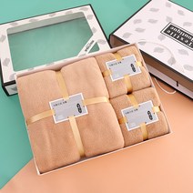 코랄 타월 목욕 타월 쓰리피스 선물세트 웨딩 답례 비즈니스 회사 선물 타월, 라이트 카레, 수건 두 박스 