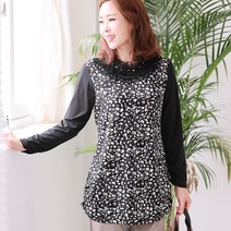 엄마옷 백합사 큐빅 넥프릴 호피 블라우스 P203-407 미시옷 40대 50대 중년여성의류 빅사이즈 마담