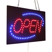 Open Sign 19” with Blue Oval TOPKING Signage LED Neon Open Store Window Shop Business Display, 1