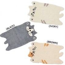 고양이 발매트 냥이 캐릭터 동물 모양 욕실 현관 매트 러그 집들이선물 3color, 브라운