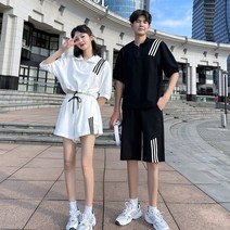 신혼여행 커플룩 허니문 원피스 커플티 휴양지 바캉스 시밀러룩 커플 착용 여름 하프 지퍼 반팔 티셔츠 연령 감소 투피스 패션 스포츠 반바지 정장 학생 클래스 의류 조수