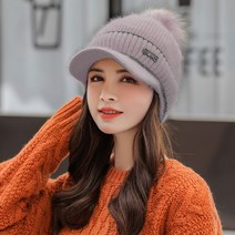 줄무늬 넥워머 털 캡 모자 세트 겨울 여성 골프 니트 여자 연습복장 핑크 흰색 검은색, 연보라 세트