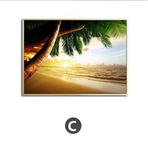 바다 그림 감성 일몰 보기 열대 마이애미 비치 해변 풍경 코코 너트 나무 포스터 인쇄, 60x80cm 프레임 없음, c