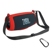 JBL 차지5 전용 실리콘 하우징 범퍼 케이스   어깨 스트랩   카라비너, RED