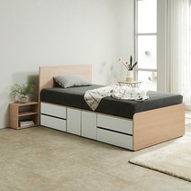 퍼즐 멀티 침대 SS (도어중앙1+서랍2)+본넬 매트리스, 그레이화이트