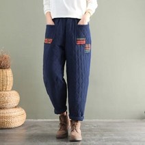 구스 패딩 우모 고어텍스 겨울 가을 등산 여성 남성 작업 복 바지 빈티지 하렘 퀼트 두꺼운 따뜻한 헐렁한 플러스 사이즈 코튼 레트로 다이아몬드 에스닉