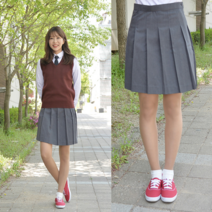 업타운걸스 Se 교복몰 백합 주름 치마 그레이 전체 교복 여자 예