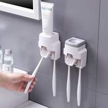 듀벨럽 칫솔 세트 거치대, 화이트 + 그레이