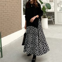 브이넥 퍼프 소매 프릴 루즈핏 하객 빅사이즈 롱 원피스