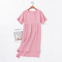 드레스 원피스 여성 봄 여름 여성용 모슬린 100% 코튼 캐주얼 반팔 비대칭 비치