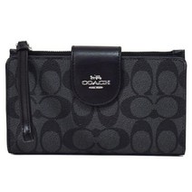 코치 긴 지갑 COACH 코팅 캔버스 가죽 시그니처 컬러 블록 폰 iPhone 스마트 테크 팔찌 흑연 x 블랙 C2874