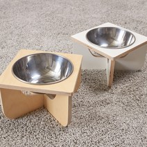 브리스캣 강아지 고양이 원목 조립식 밥그릇 일반형, 밥그릇(화이트)