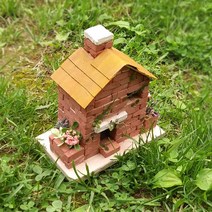 붉은 미니 벽돌집 만들기 DIY 벽돌 쌓기 미니어쳐 하우스 소품 재료 선물 테라리움 장식 디오라마